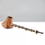 Langstiel-Vulkanpfeife aus Bruyère mit Bambusmundstück