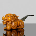 Handgeschnitzte Freehand-Löwenpfeife aus Bruyèreholz München