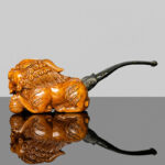 Handgeschnitzte Freehand-Löwenpfeife aus Bruyèreholz München