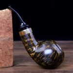 Handgefertigte Apfel-Pfeife mit Hornring