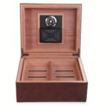 Zigarrenkiste aus spanischem Zedernholz mit Glashygrometer und rechteckigem Befeuchter