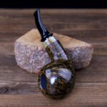 Handgefertigte Apfel-Pfeife mit Hornring