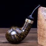 Handgefertigte Apfel-Pfeife mit Hornring