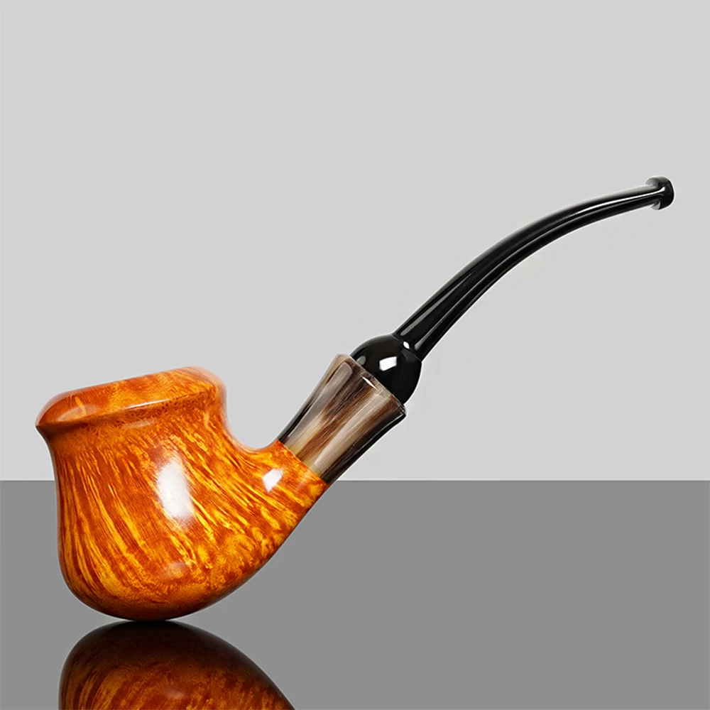 Handgefertigte Sherlock-Holmes-Pfeife mit Hornziering
