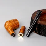 Handgefertigte Pfeife aus Bruyère-Holz mit geradem Mundstück und 9-mm-Filtern