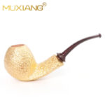 Handgefertigte Bruyère-Kugelfisch-Tabakpfeife mit Vergoldung