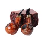 Rauchpfeife aus massivem Holz mit Hornring