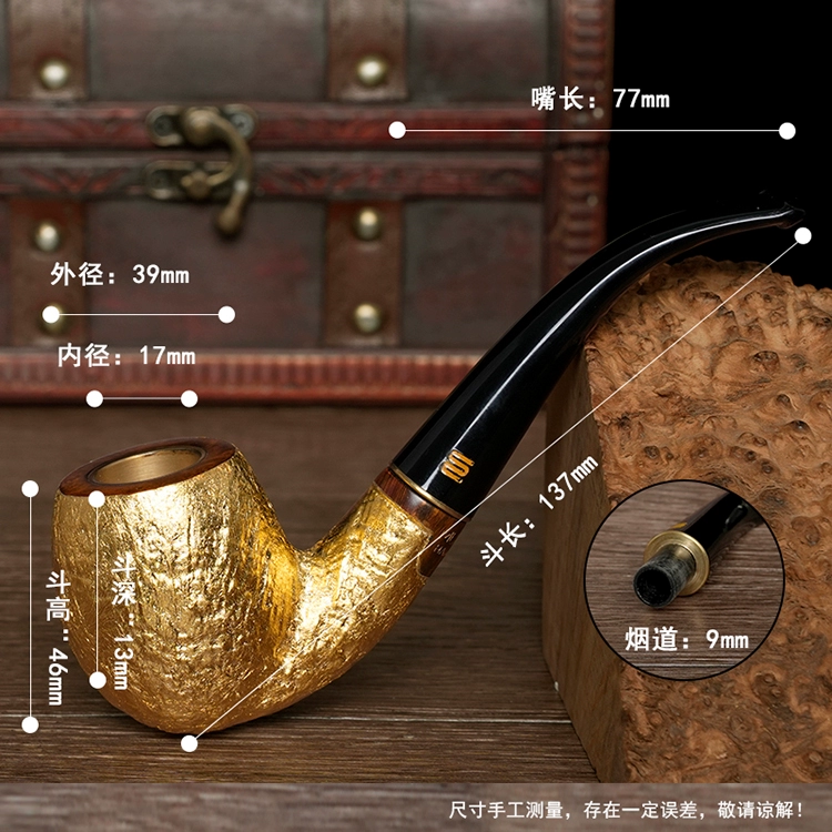Klassische Herren-Tabakpfeife aus massivem Gold