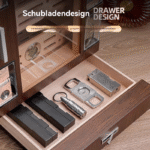 Elektronischer Zigarrenschrank mit LED-Beleuchtung und Befeuchtungsfunktion.