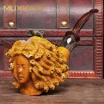 Freihand, handgeschnitzte Medusa-Schlangenpfeife
