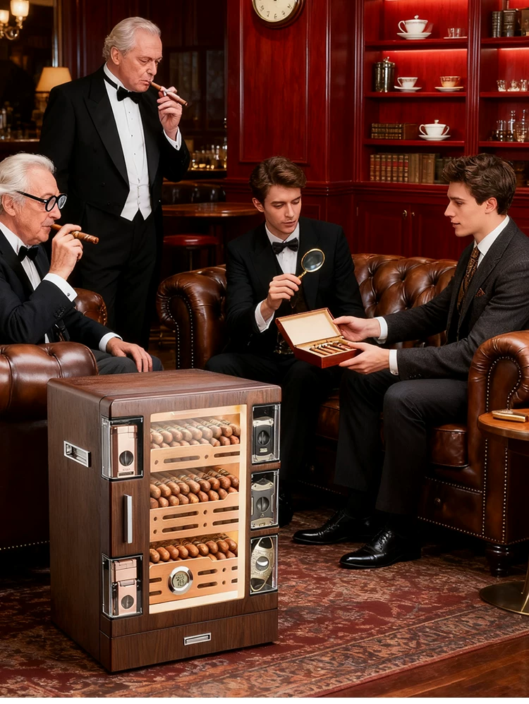 O1CN01d3bXGO1nhTLVCEbpp 2217119615121 Elektronischer Zigarrenschrank mit LED-Beleuchtung und Befeuchtungsfunktion.