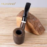 Gebogene 9mm Ebenholz-Tabakpfeife im Hammer-Stil