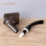 Gebogene 9mm Ebenholz-Tabakpfeife im Hammer-Stil