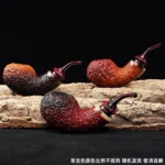 Handgefertigte, mit Sea-Rock-Textur geschnitzte Apple-Pfeife – Bild 4