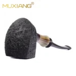Custom horn and briar tobacco pipe