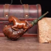 Hand-carved Photinia wood pipe, vintage color, cigarette holder color random
