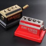 Zigarren Guillotine Tischmodell Vintage schwarz gold und rot silber