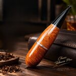 Kunstvolle Zeppelin-Pfeife aus Bruyere Holz – elegante Freehand-Pfeife Seitenansicht