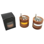 Flacher Handkurbel-Holzgrinder 67 mm, 4-teilig – Ansicht 2