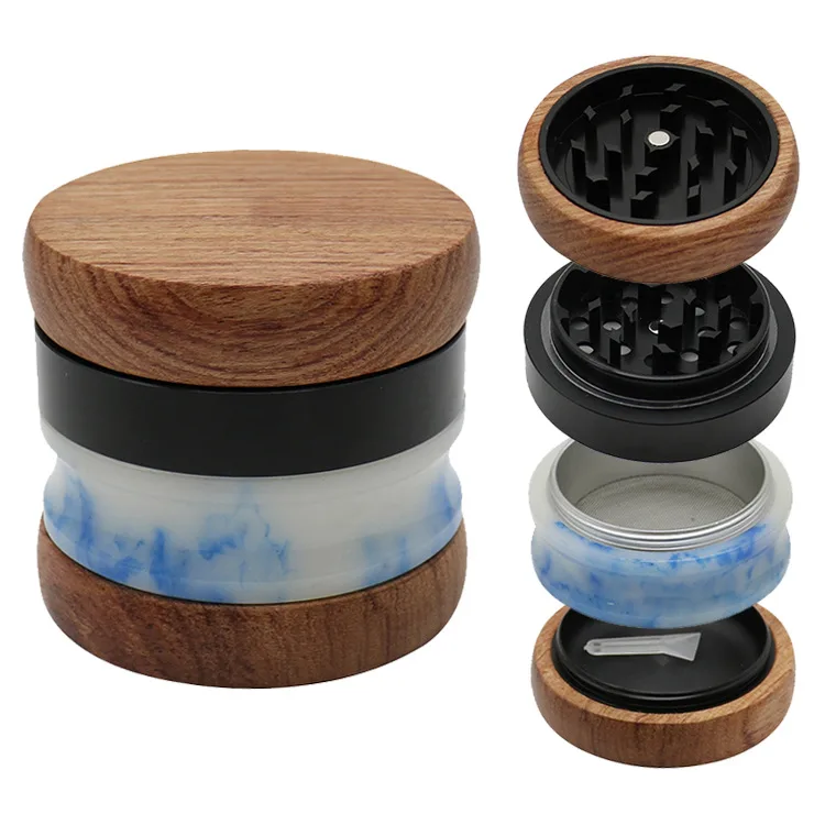 Holzgrinder 65 mm mit Jade-Intarsie, 4-teilig