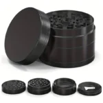 Schwarzer Metallgrinder, 4-teilig, Präzisionszähne