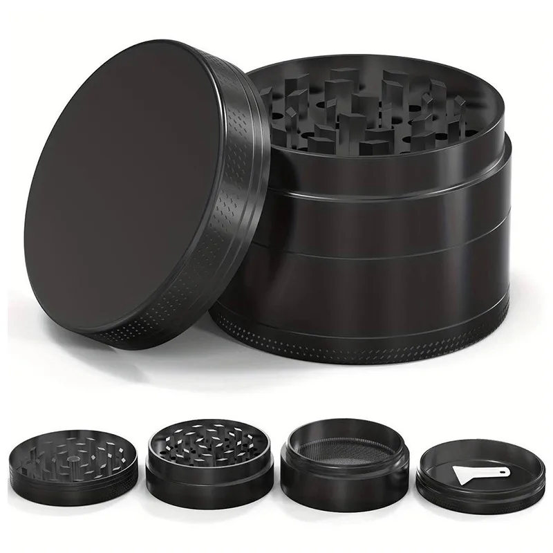 Schwarzer Metallgrinder, 4-teilig, Präzisionszähne