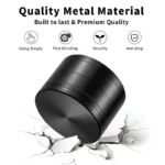 Schwarzer Metallgrinder, 4-teilig, Präzisionszähne – Ansicht 3