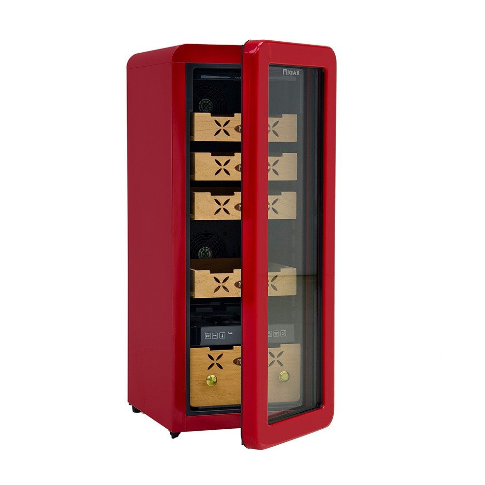 Kompressor Zigarrenschrank rot Detail Kompressor Zigarrenschrank rot Detail