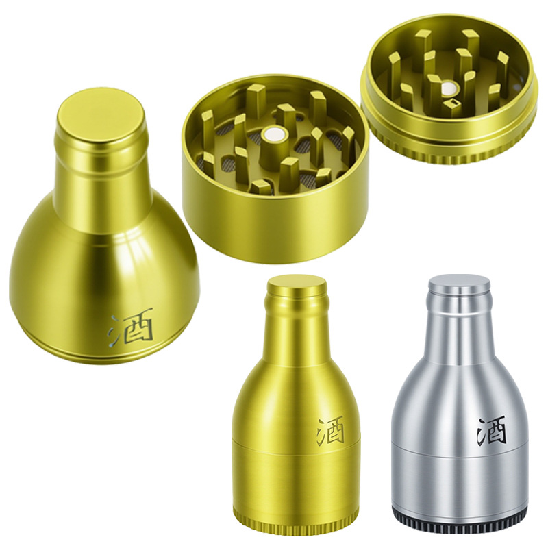 Grinder Metall gold in Weinflaschen-Optik Großhandel Grinder Metall gold in Weinflaschen-Optik Großhandel – Vorderseite