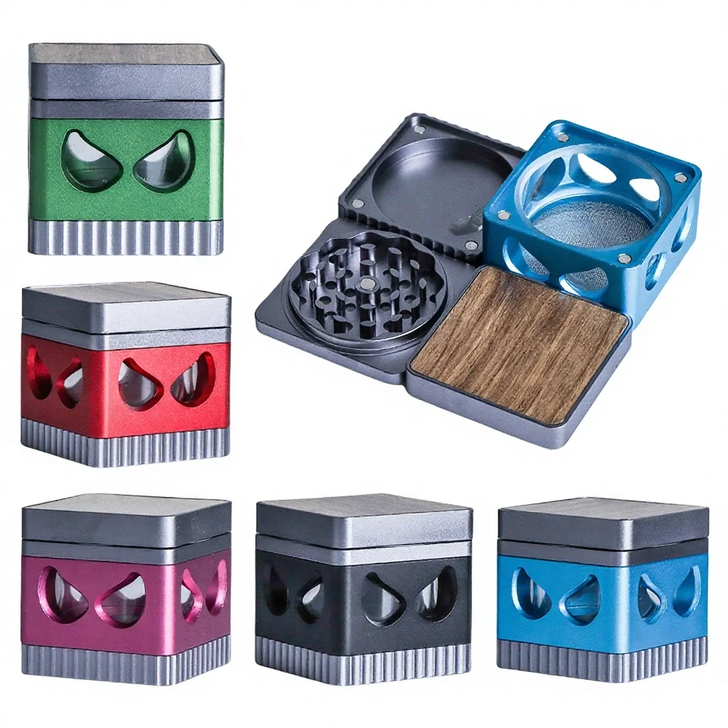 Großhandel 55 mm quadratischer Aluminium Holz Grinder Großhandel 55 mm quadratischer Aluminium Holz Grinder